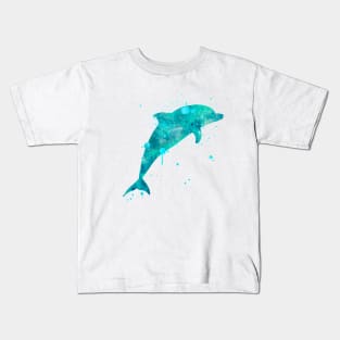 Turquoise Dolphin Watercolor Painting 2 Kids T-Shirt